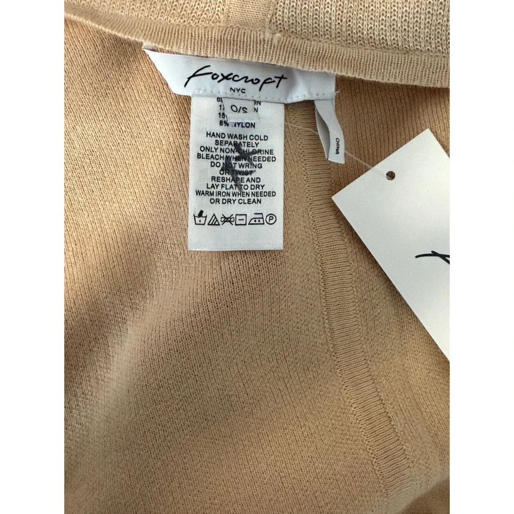 Foxcroft NYC Women's Striped Knit Poncho Wrap Pink Tan Cotton Blend One Size NWT